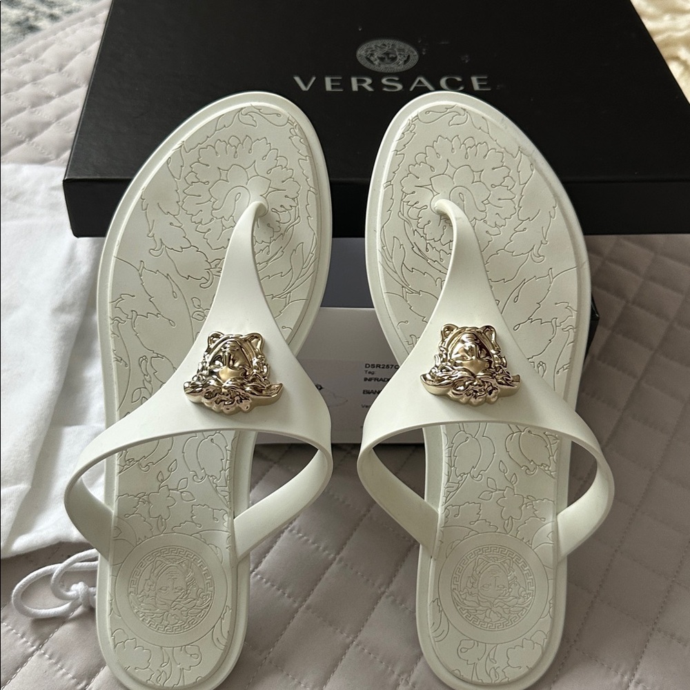 Versace Gold and White Women's Sandals